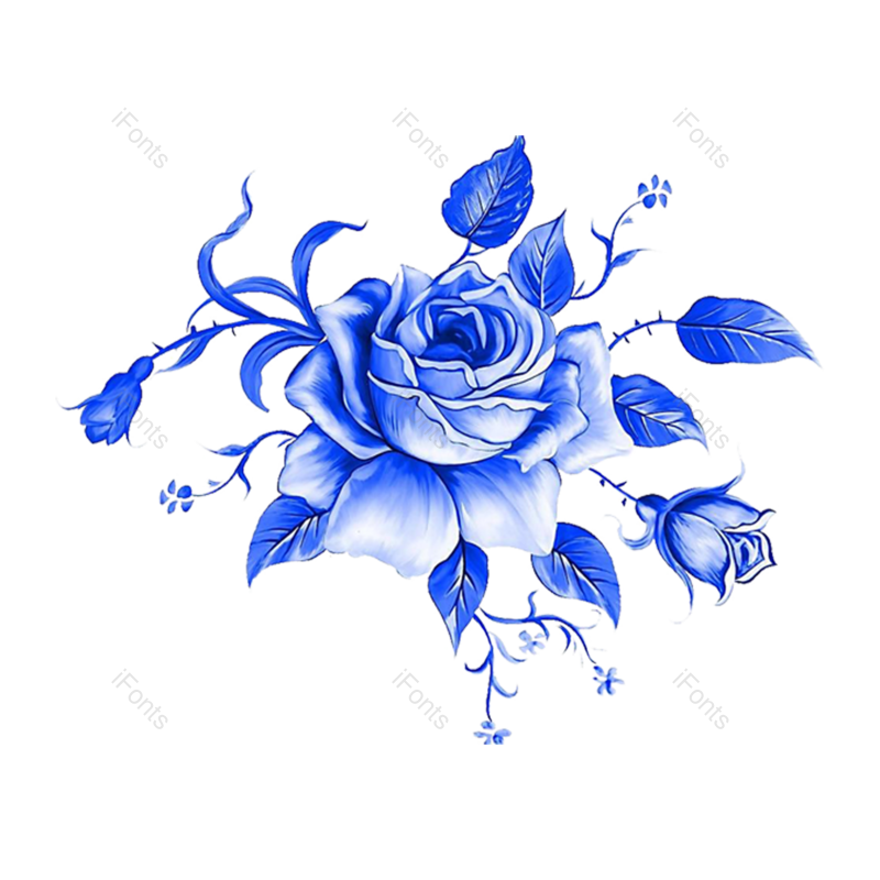 中国风图片,蓝色元素,花卉PNG,蓝色花纹免抠素材